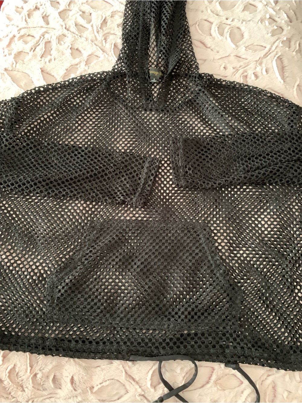 Orange Kiss Black Unisex Mesh Long Sleeve Hoodie Cybergoth Punk Goth Grunge